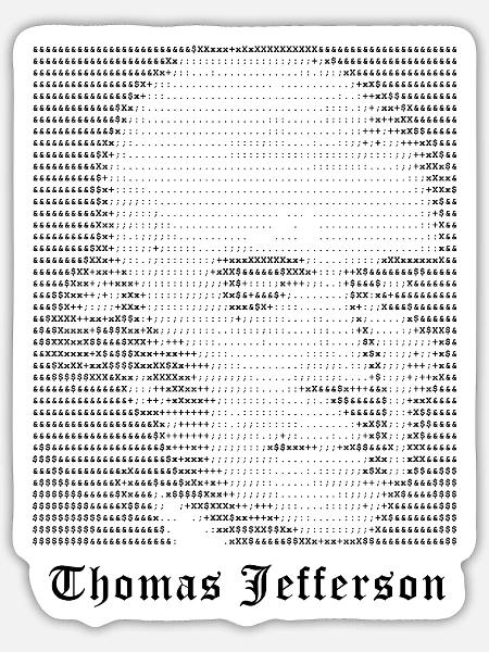 Thomas Jefferson ASCII Kunst - Sticker Größe S (10 x 10 cm) - Mattweiß