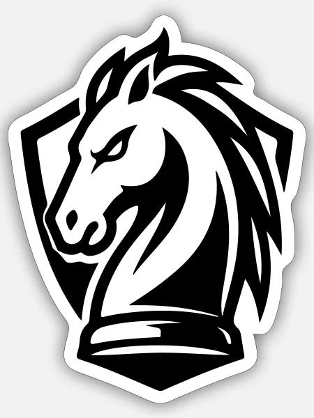 Schach Pferd - Sticker Größe S (10 x 10 cm) - Mattweiß