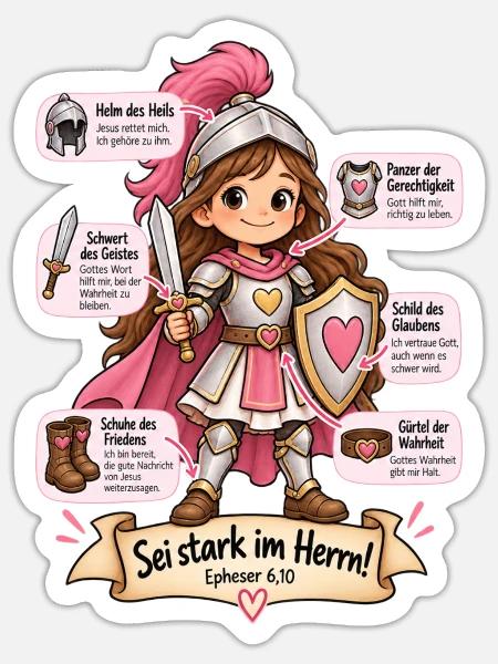 Waffenrüstung Gottes für Kinder - Sticker Größe S (10 x 10 cm) - Mattweiß