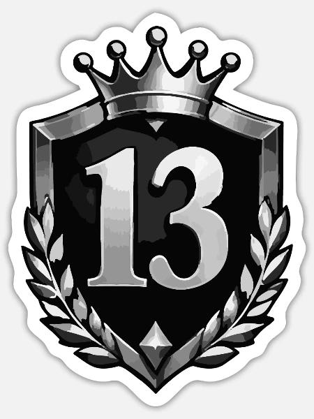 wappen-zahl-13 - Sticker Größe S (10 x 10 cm) - Mattweiß