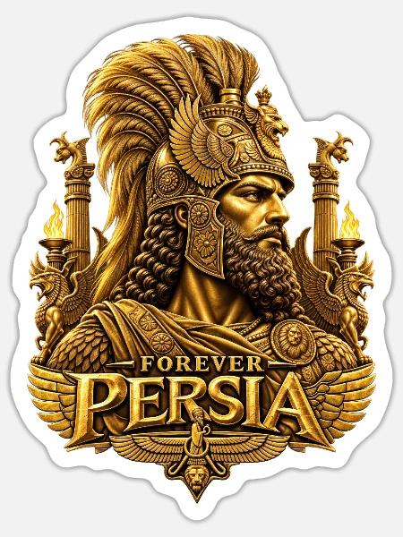 Forever Persia Krieger Gold - Sticker Größe S (10 x 10 cm) - Mattweiß