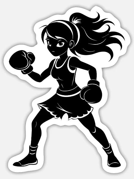 Boxmädchen - Sticker Größe S (10 x 10 cm) - Mattweiß