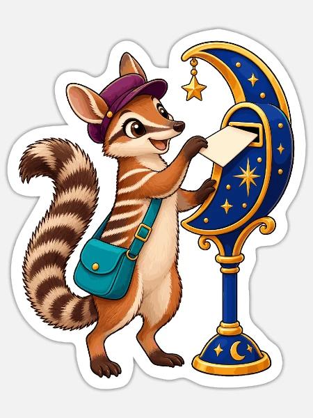 Mondnacht-Postläufer Eichhörnchen - Sticker Größe S (10 x 10 cm) - Mattweiß