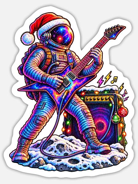 KOSMISCHER ROCKER | Santas lautester Helfer - Sticker Größe S (10 x 10 cm) - Mattweiß