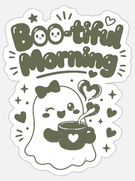 Boo-tiful Morning Geisterkaffee - Sticker Größe S (10 x 10 cm) - Mattweiß