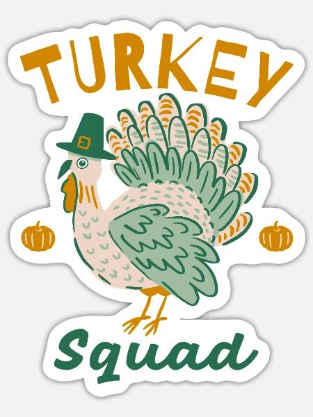 Turkey Squad Herbstdesign - Sticker Größe S (10 x 10 cm) - Mattweiß