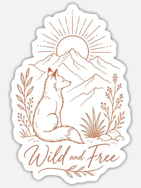 Wild and Free - Sticker Größe S (10 x 10 cm) - Mattweiß