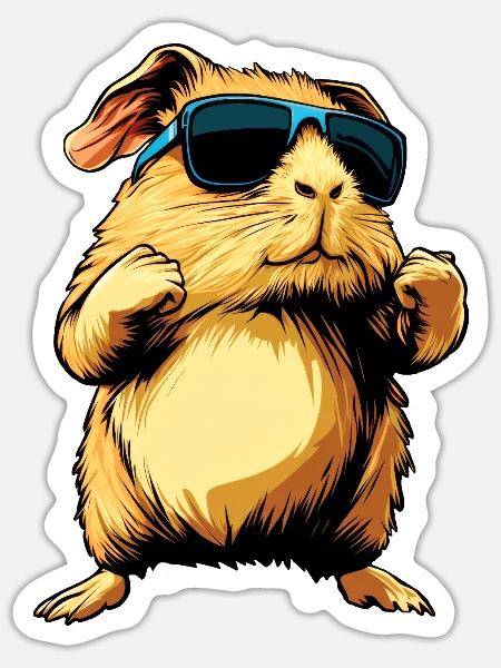 Fitness Meerschweinchen - Sticker Größe S (10 x 10 cm) - Mattweiß