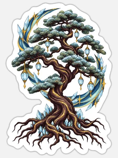 Kristallbaum der Nacht - Sticker Größe S (10 x 10 cm) - Mattweiß
