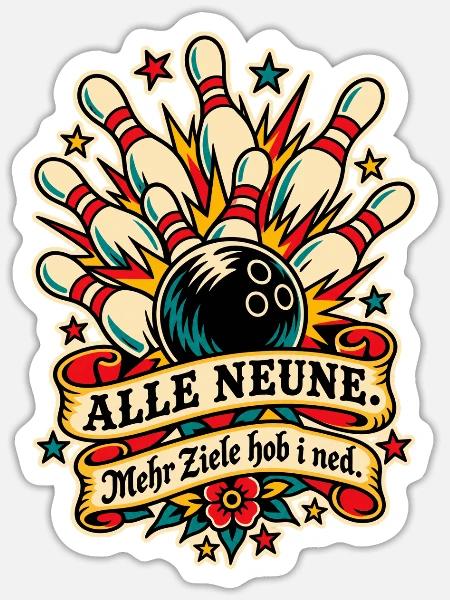 Alle Neune Kegelclub - Sticker Größe S (10 x 10 cm) - Mattweiß