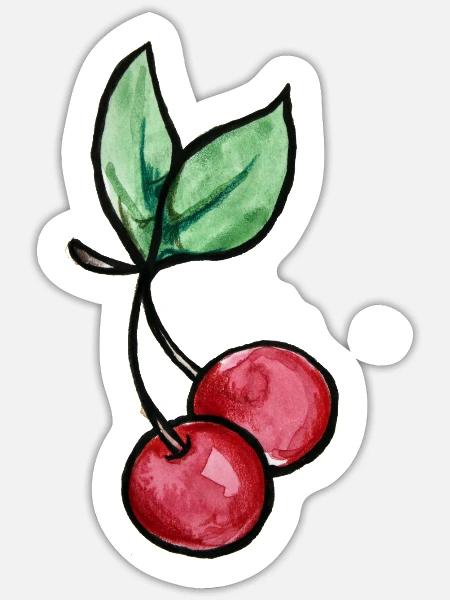 Aquarell-Kirschzweigdruck - Sticker Größe S (10 x 10 cm) - Mattweiß