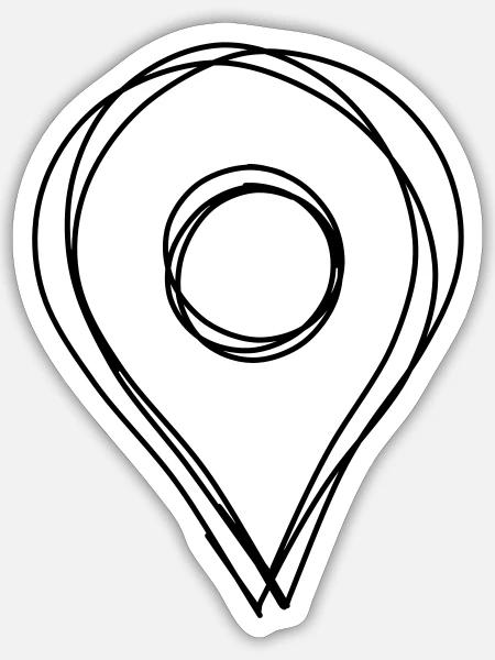 Standort handgezeichnet - Sticker Größe S (10 x 10 cm) - Mattweiß