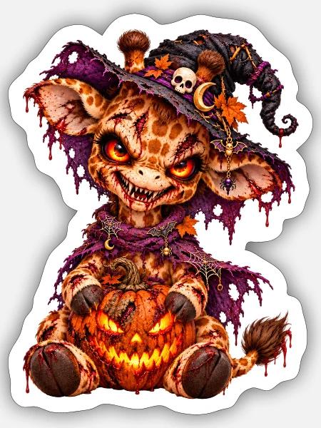 Gir'Halloween gruselige Giraffe - Sticker Größe S (10 x 10 cm) - Mattweiß