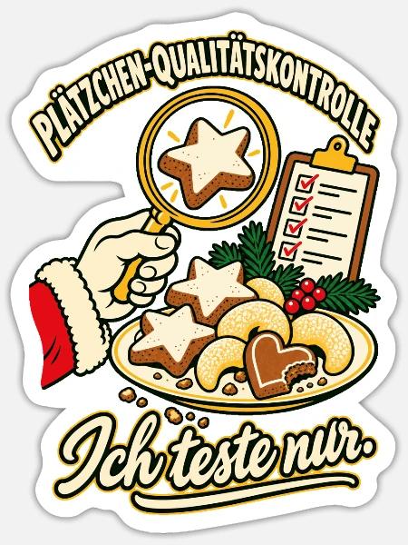 Plätzchen Qualitätskontrolle - Sticker Größe S (10 x 10 cm) - Mattweiß