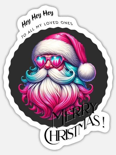Weihnachtsmann - Fröhliche Weihnachten - Design - Sticker Größe S (10 x 10 cm) - Mattweiß
