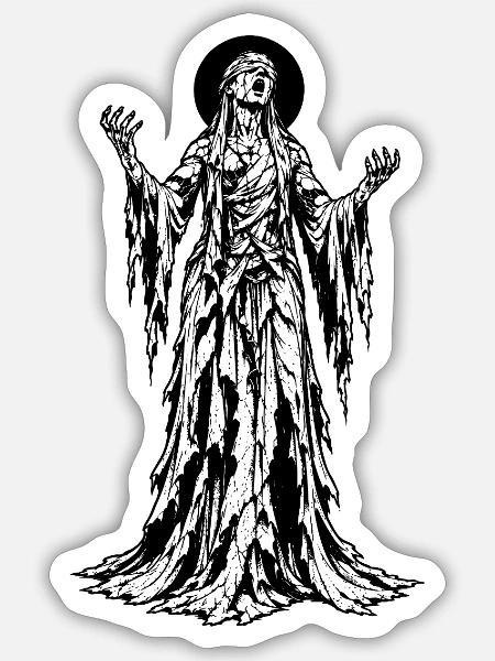 Dark Blindfolded Priestess Gothic Art - Sticker Größe S (10 x 10 cm) - Mattweiß