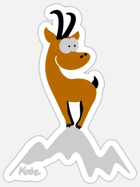 Gams (farbig) - Sticker Größe S (10 x 10 cm) - Mattweiß