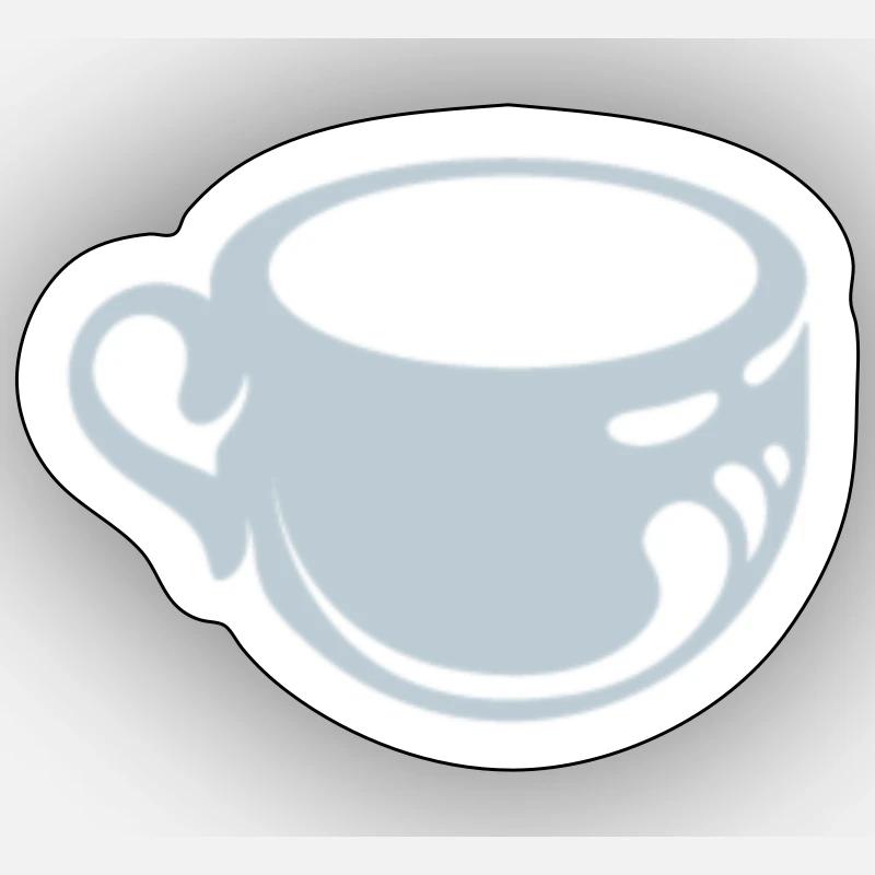 Café - Sticker taille S (10 x 10 cm) - blanc mat