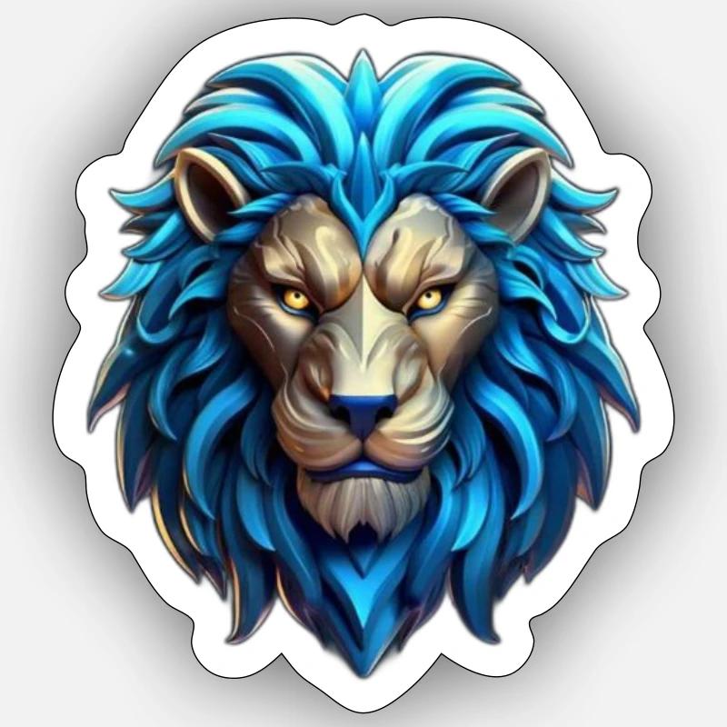 AbiosMios Blauer Löwe Sticker Größe S (10 x 10 cm)