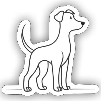 Dessin au trait du chien - Sticker taille S (10 x 10 cm) - blanc mat - Devant