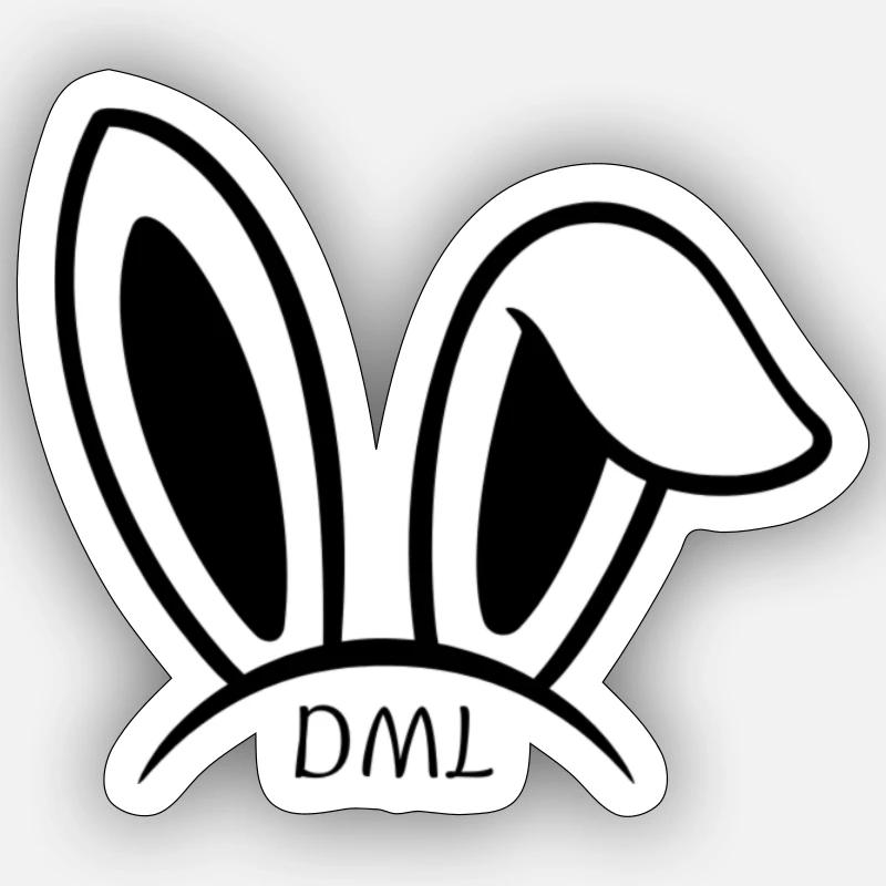 DML Hasenohren (schwarz) Sticker Größe S (10 x 10 cm)