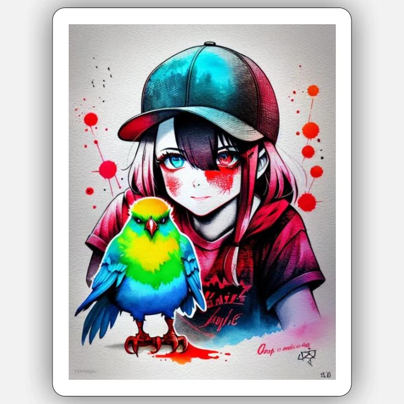Farbe Papageienmädchen Sticker Größe S (10 x 10 cm)