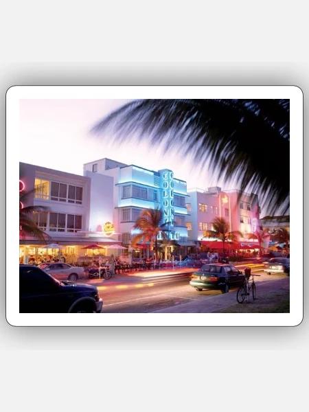 Miami Beach - Sticker Größe S (10 x 10 cm) - Mattweiß