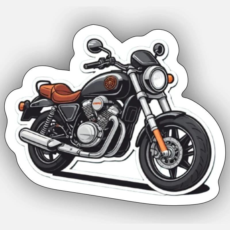Schwarzer Chopper - Sticker Größe S (10 x 10 cm) - Mattweiß