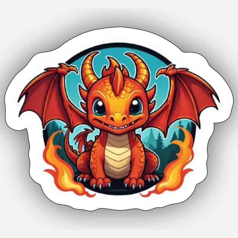 Red Dragon - Sticker size S (10 x 10 cm) - white matte