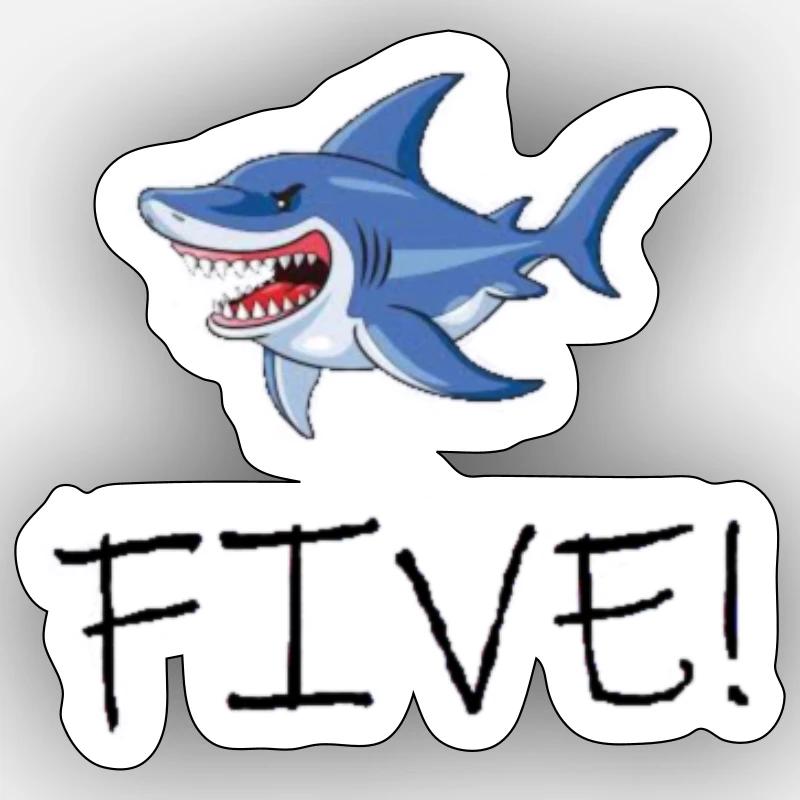 Shark Cinq - Sticker taille S (10 x 10 cm) - blanc mat
