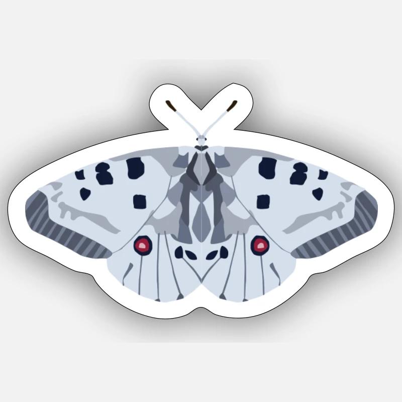 Papillons : L’Apollon rouge - Sticker taille S (10 x 10 cm) - blanc mat
