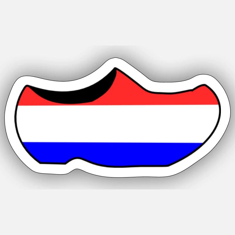 Hollande Amsterdam Clog koninginnedag - Sticker taille S (10 x 10 cm) - blanc mat