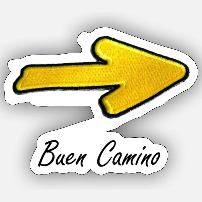 Flèche jaune à Saint Jacques de Compostelle - Sticker taille S (10 x 10 cm) - blanc mat