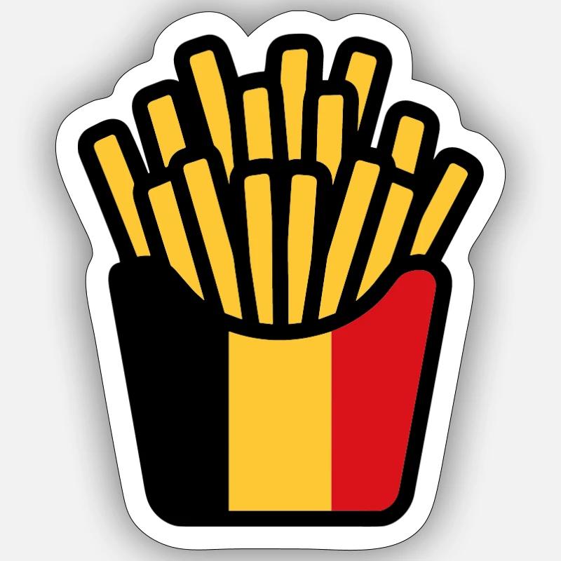 Frites Flag Pop Art - Sticker taille S (10 x 10 cm) - blanc mat