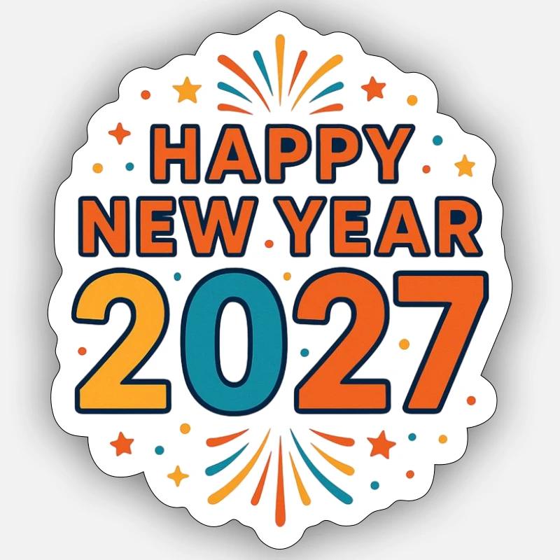 New Year 2027 Firework Burst Sticker size S (10 x 10 cm)