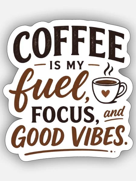 Kaffee an. Fokus an. - Sticker Größe S (10 x 10 cm) - Mattweiß