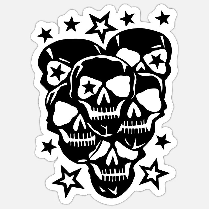 new_school_skull_3 Sticker size S (10 x 10 cm)