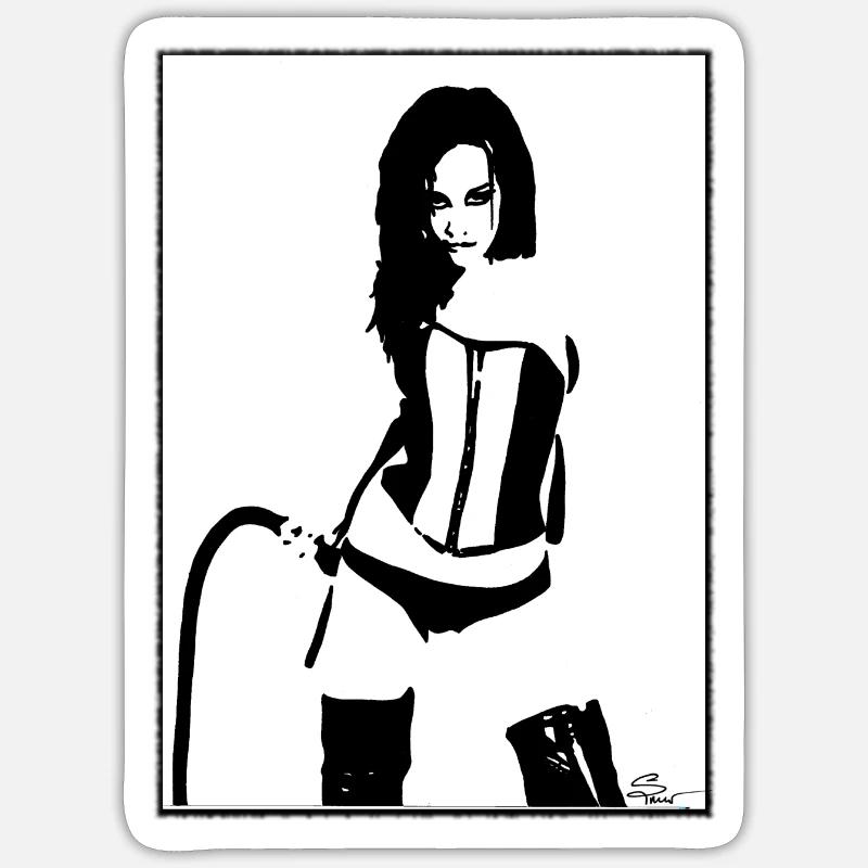 Domina Peitsche - Sticker Größe S (10 x 10 cm) - Mattweiß