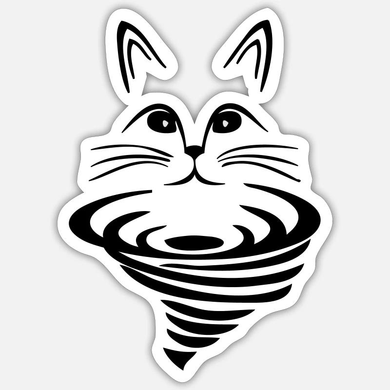 Chat sur whirlpool - Sticker taille S (10 x 10 cm) - blanc mat