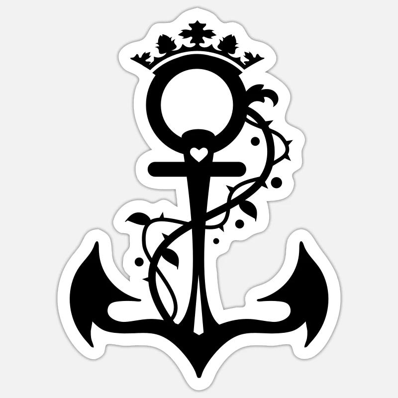 Ankeret - tro, håb, kærlighed - Sticker størrelse S (10 x 10 cm) - mat hvid