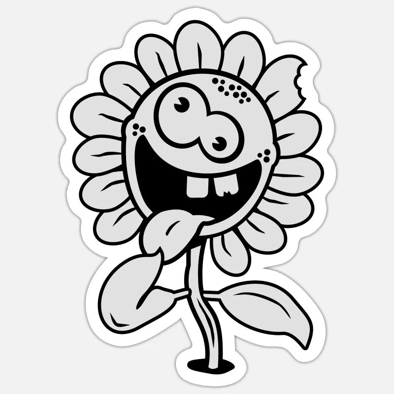 crazy flower - Sticker taille S (10 x 10 cm) - blanc mat