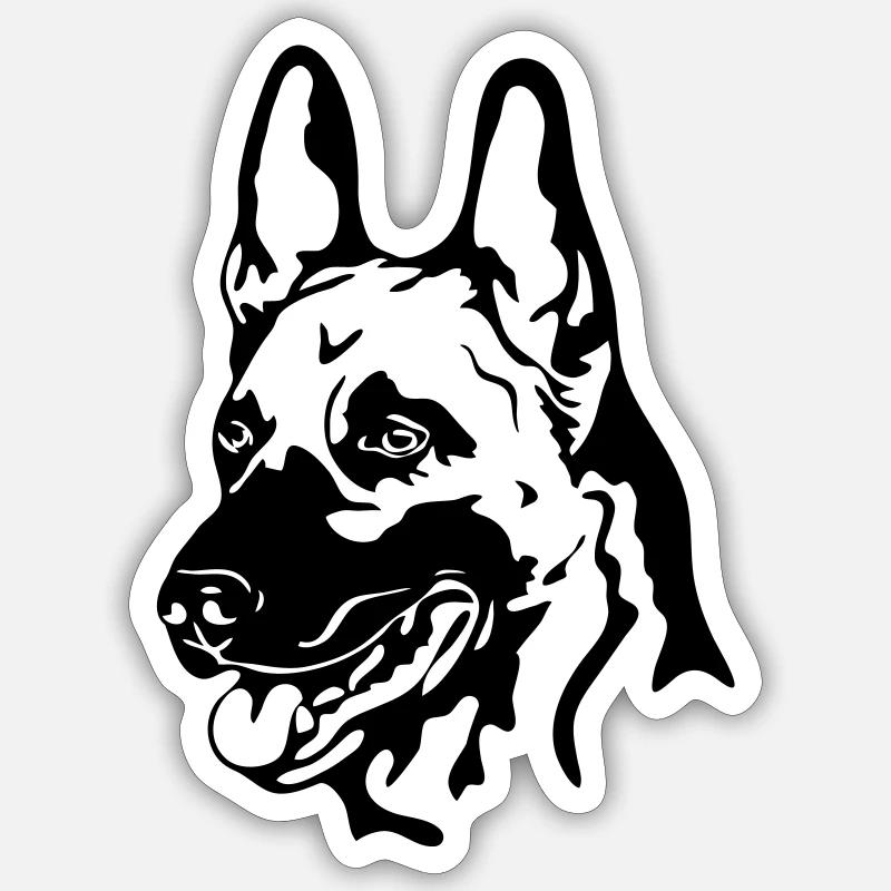 MALINOIS Belgischer Schäferhund Hunde Wilsigns - Sticker Größe S (10 x 10 cm) - Mattweiß