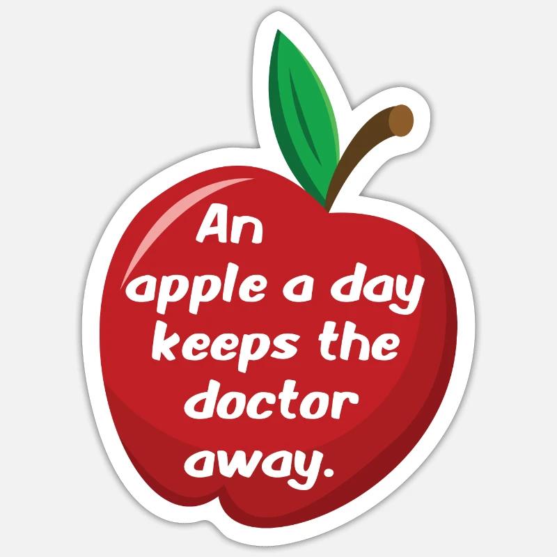 Une pomme par jour ... - Sticker taille S (10 x 10 cm) - blanc mat