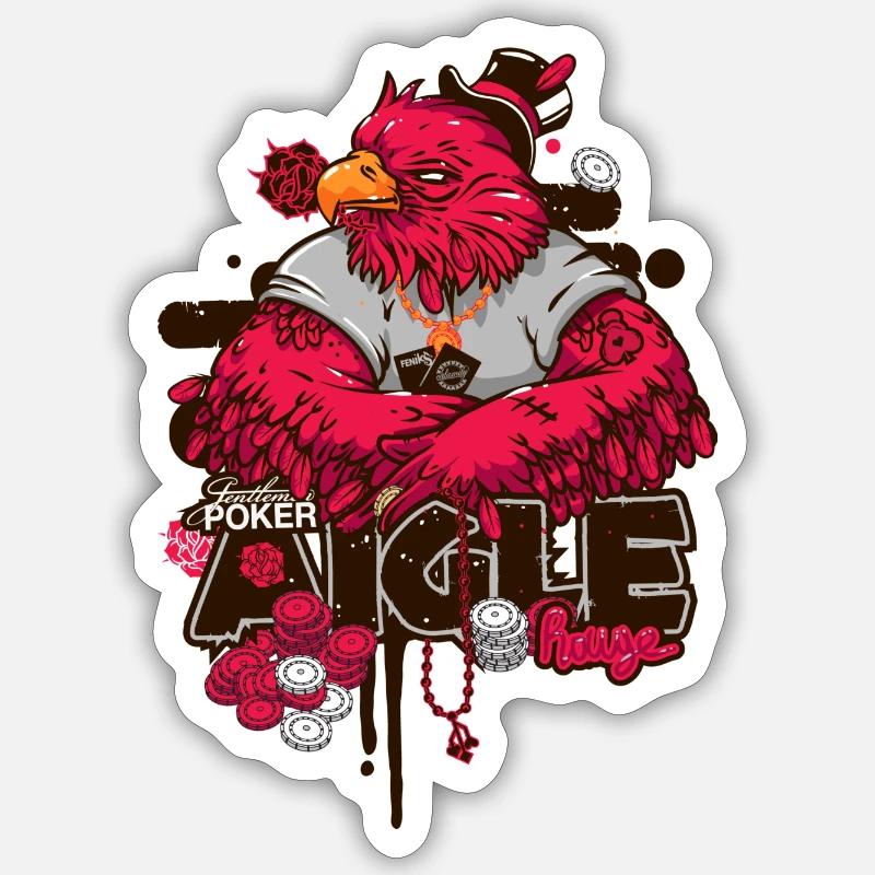 Aigle Rouge - Sticker taille S (10 x 10 cm) - blanc mat