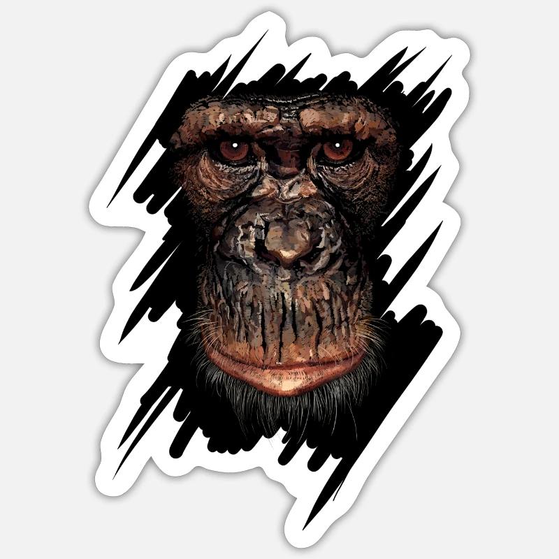 Monkey - Sticker taille S (10 x 10 cm) - blanc mat