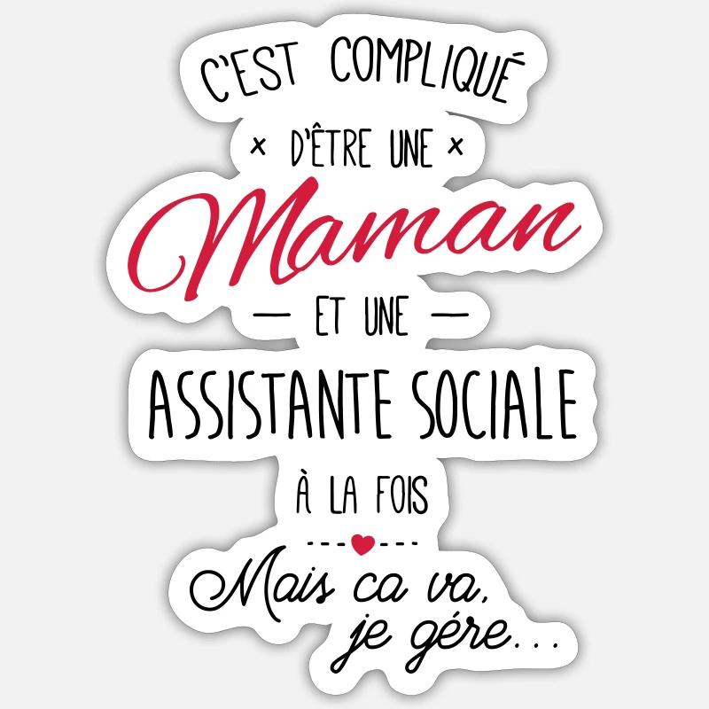 maman et Assistante sociale Sticker taille S (10 x 10 cm)