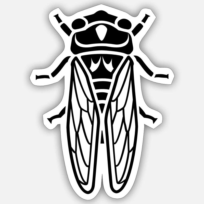 Cicada - insectes - Sticker taille S (10 x 10 cm) - blanc mat