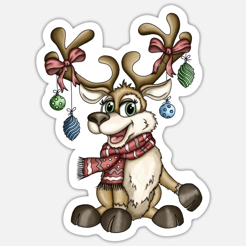 Renne Rudi version 2 Sticker taille S (10 x 10 cm)