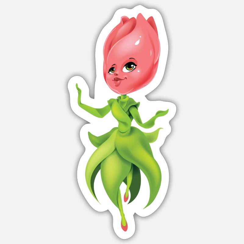 Lady Tulipa - Sticker taille S (10 x 10 cm) - blanc mat