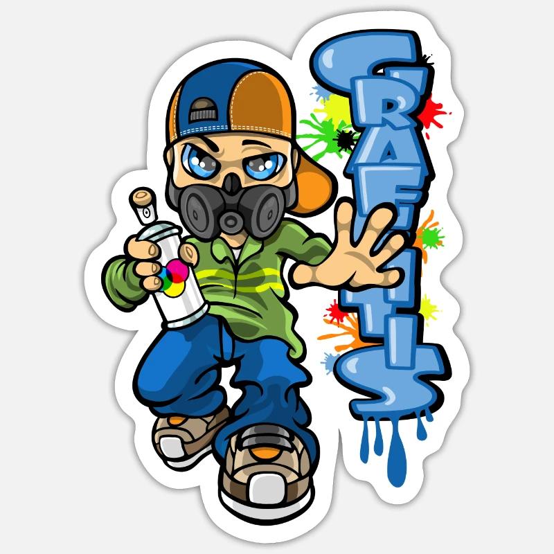 B-boy and graffiti - Sticker size S (10 x 10 cm) - white matte